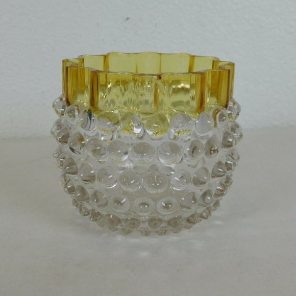 Hobbs Brockunier Dew Drop Hobnail Clear Yellow Glass Cream Sugar Set 4 in tall - Picture 3 of 12